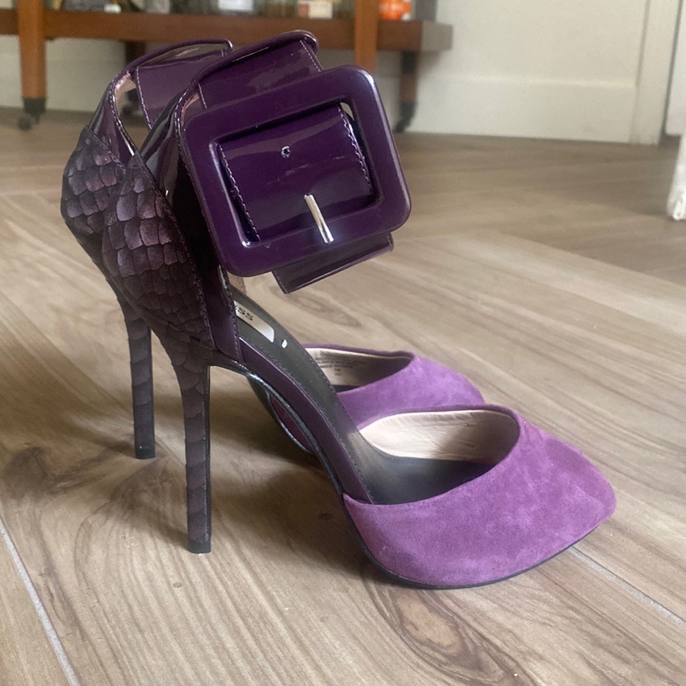Guess Purple ankle strap heels size 7
